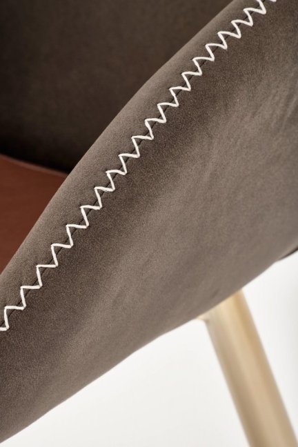 Jídelní křeslo BLAKE — kov, ekokůže, zlatá / šedá