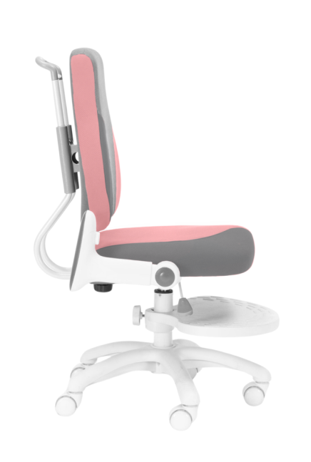 Dětská rostoucí židle Neoseat KINDER WHITE PLUS — látka, šedá / světle růžová