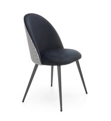 Jídelní židle ROBIN — kov, látka, černá / černobílý vzor