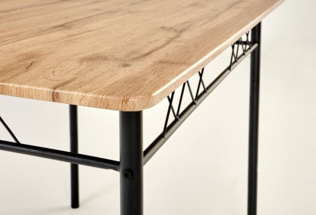 Jídelní set FAUST 4+1 — kov, MDF, černá / dekor dub