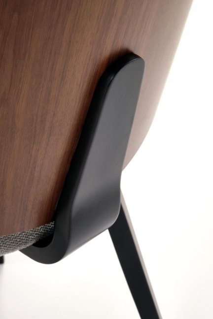 Jídelní židle RIVER — masiv, látka, dekor ořech / šedá