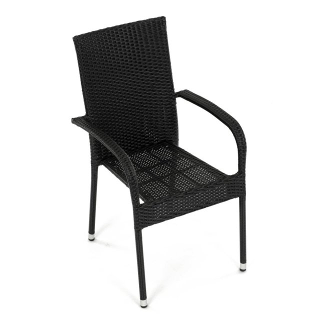 Zahradní křeslo SELEN — kov, umělý ratan, černá