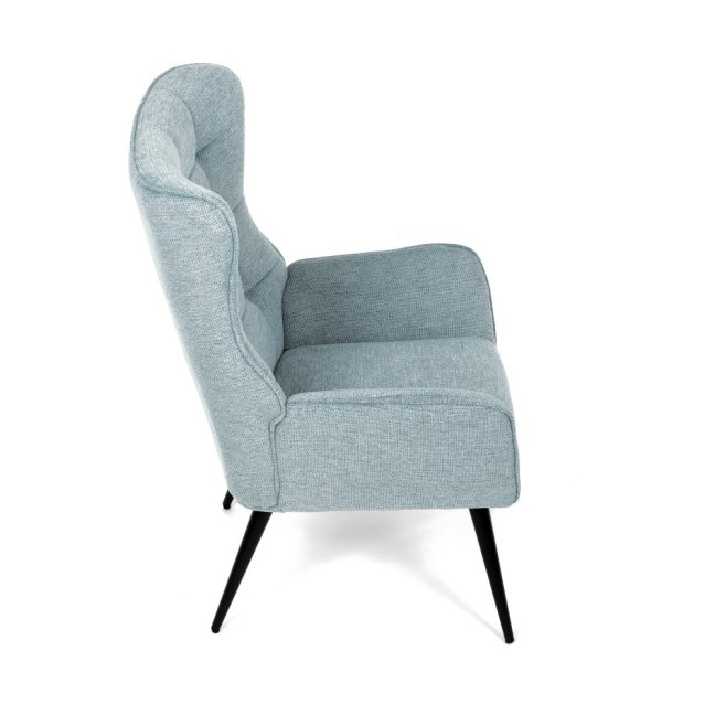 Relaxační křeslo ušák LOYD — látka, černá / mentolová