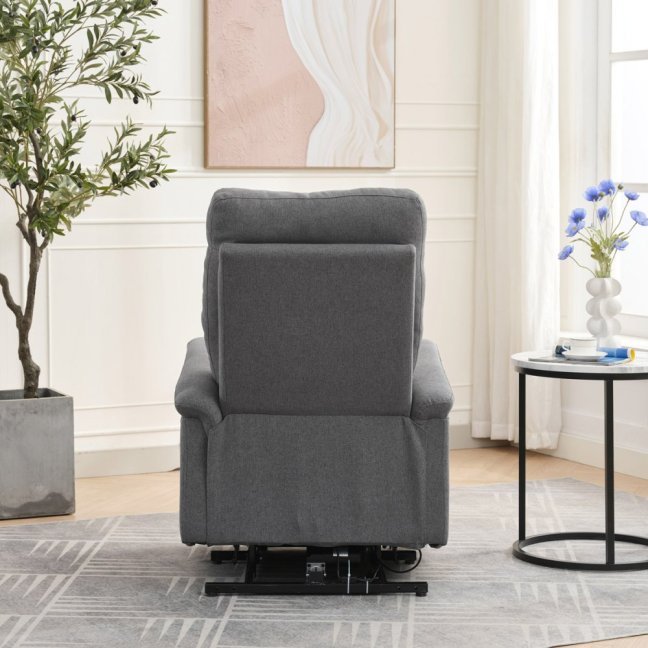 TV křeslo DAMIAN s elektrickým polohováním, masáží a vyhříváním — látka, šedá