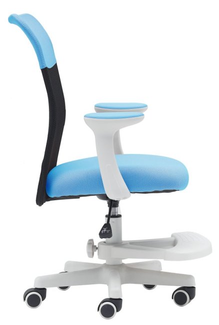 Dětská židle Neoseat MONKEY WHITE s podnoží — látka, bílá / světle modrá
