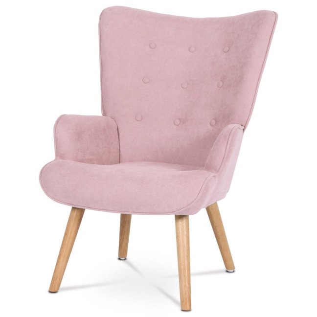 Relaxační křeslo ušák BETTY — masiv, látka, růžová