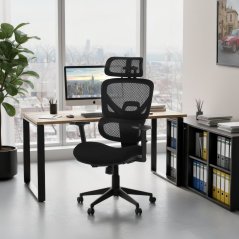 Kancelářská ergonomická židle TRAGEL — síť / látka, černá