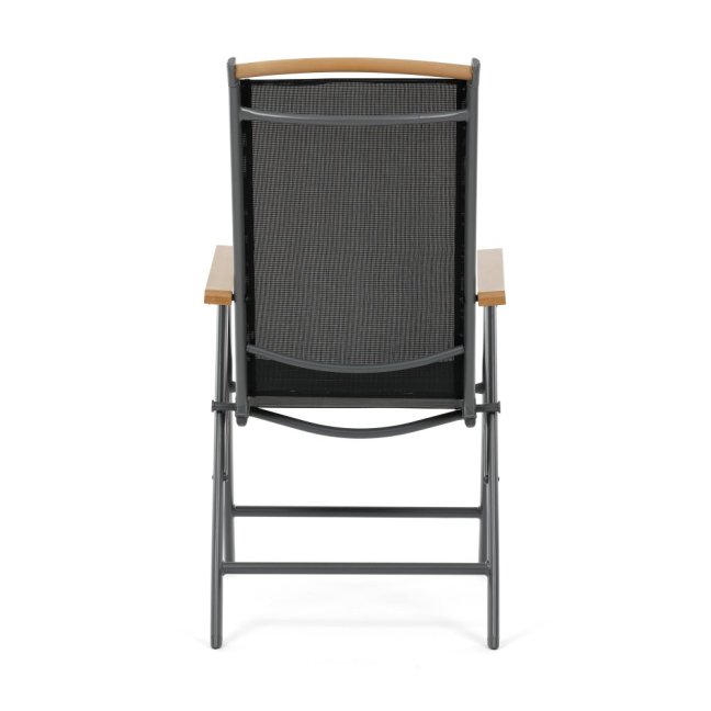 Zahradní skládací křeslo SORA — kov, textil, šedá