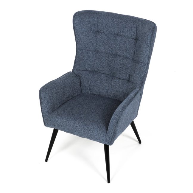 Relaxační křeslo ušák LOYD — látka, černá / modrá