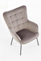 Designové křeslo CASTEL — kov, látka, černá / šedá