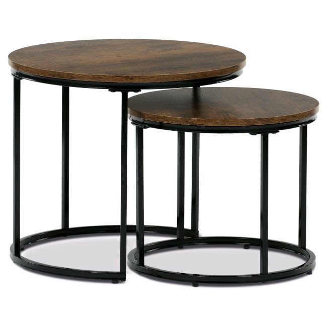 Set 2 konferenčních stolků XANDER — kov, MDF, černá / dekor starého dřeva