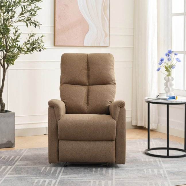 Relaxační polohovací TV křeslo ASTER — látka, hnědá