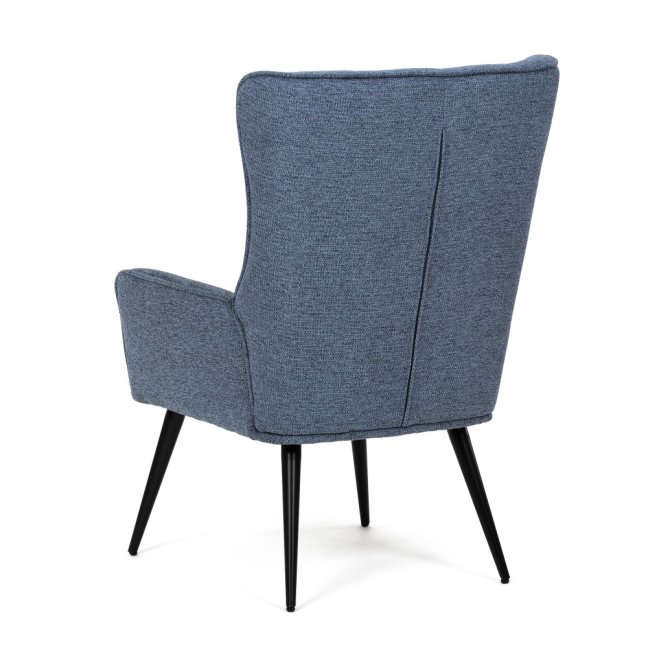 Relaxační křeslo ušák LOYD — látka, černá / modrá