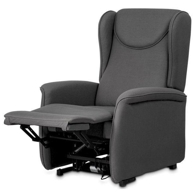 Relaxační křeslo ušák TELMAR s elektrickým polohováním — 2 motory, látka, šedá