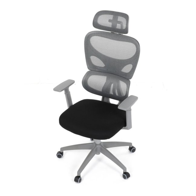 Kancelářská ergonomická židle GRANT II — síť, látka, šedá