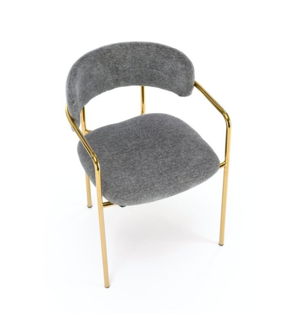 Jídelní křeslo LADONE — kov, látka, zlatá / šedá