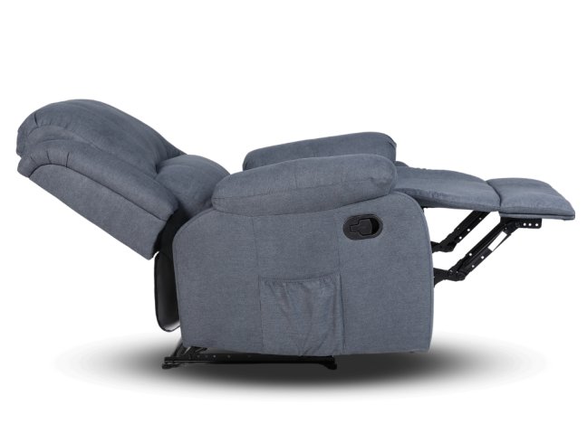 Relaxační polohovací TV křeslo DUVAL — látka, šedá, nosnost 130 kg