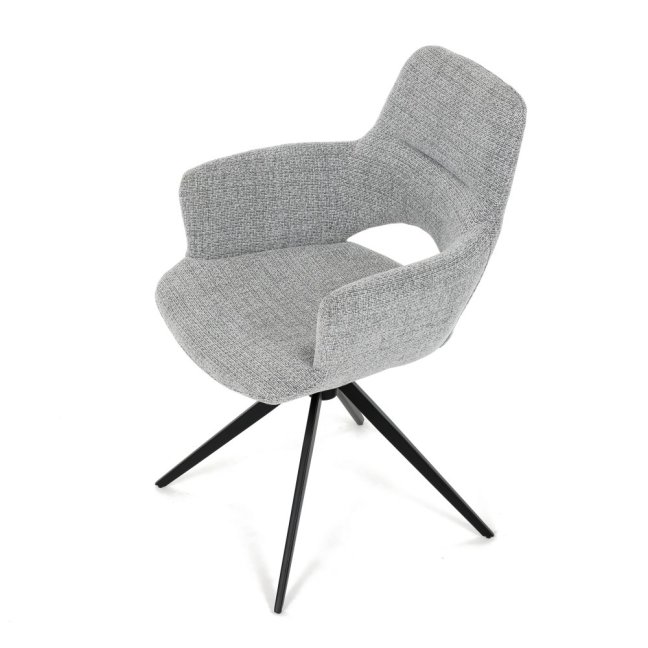 Jídelní otočné křeslo AMOS — kov, látka, šedá