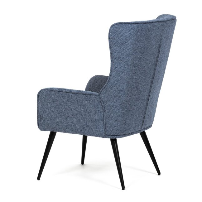 Relaxační křeslo ušák LOYD — látka, černá / modrá