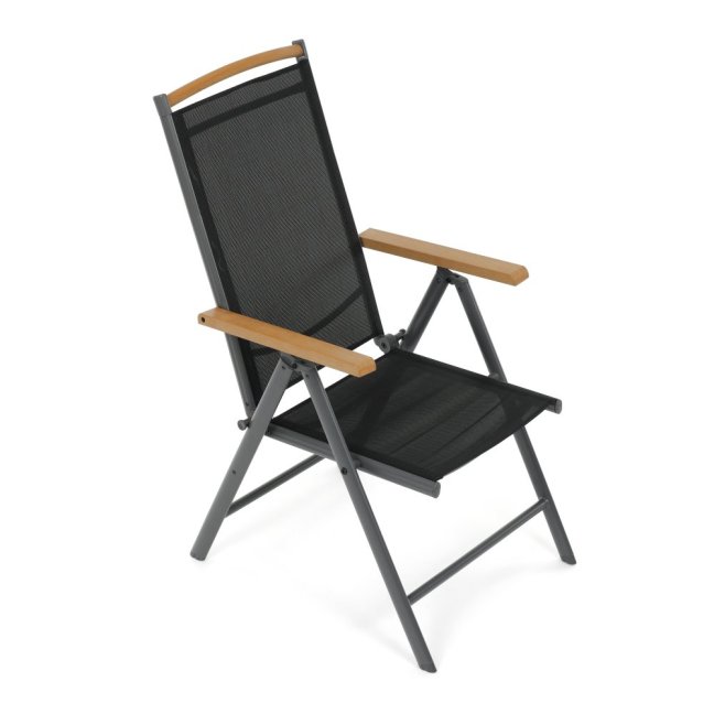 Zahradní skládací křeslo SORA — kov, textil, šedá