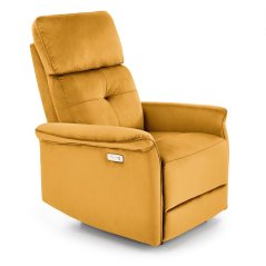 Relaxační křeslo SEMIR s elektrickým polohováním — látka, žlutá