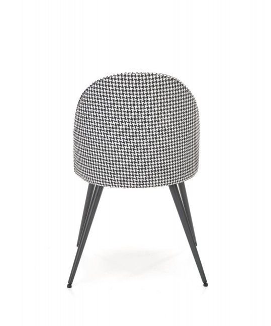 Jídelní židle ROBIN — kov, látka, černá / černobílý vzor