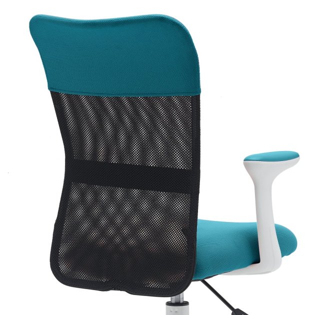 Dětská židle Neoseat MONKEY WHITE s podnoží — látka, bílá / tyrkysová