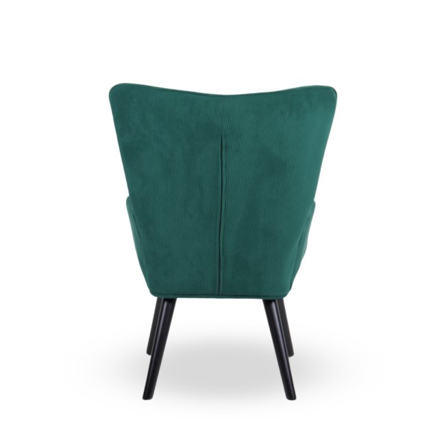 Křeslo ušák CORDU + taburet — masiv, manšestr, černá / zelená