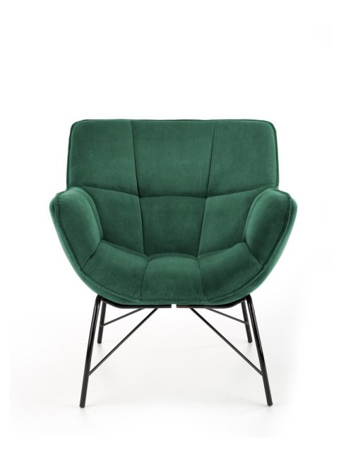 Designové křeslo BELTON — kov, látka, zelená