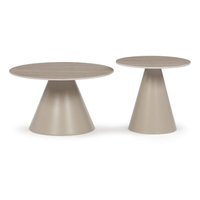 Set 2 konferenčních stolků NOEL II — kov, keramika, travertin / béžová
