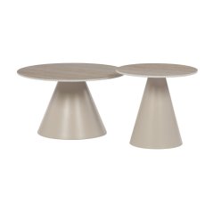 Set 2 konferenčních stolků NOEL II — kov, keramika, travertin / béžová