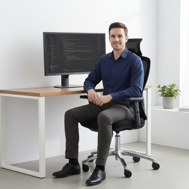 Kancelářská ergonomická židle Neoseat TASCO — síť / látka, černá, nosnost 150 kg