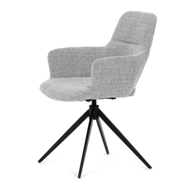 Jídelní otočné křeslo AMOS — kov, látka, šedá