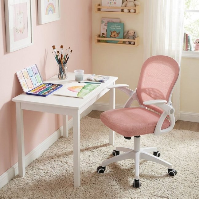Dětská otočná židle Neoseat JUNI 011 — látka, růžová