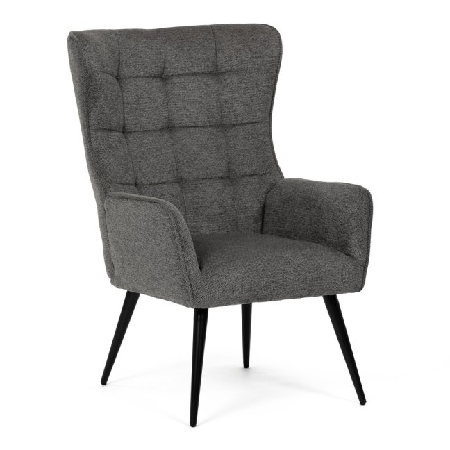 Relaxační křeslo ušák LOYD — látka, černá / šedá