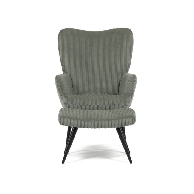 Relaxační křeslo ušák s taburetem ROYAL — kov, manšestr, zelená