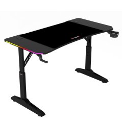 Výškově nastavitelný herní stůl ERACER H1212 — 120x60 cm, kov, melamin, černá, RGB podsvícení