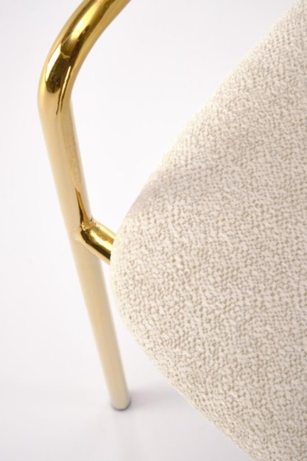 Jídelní křeslo LADONE — kov, látka, zlatá / krémová