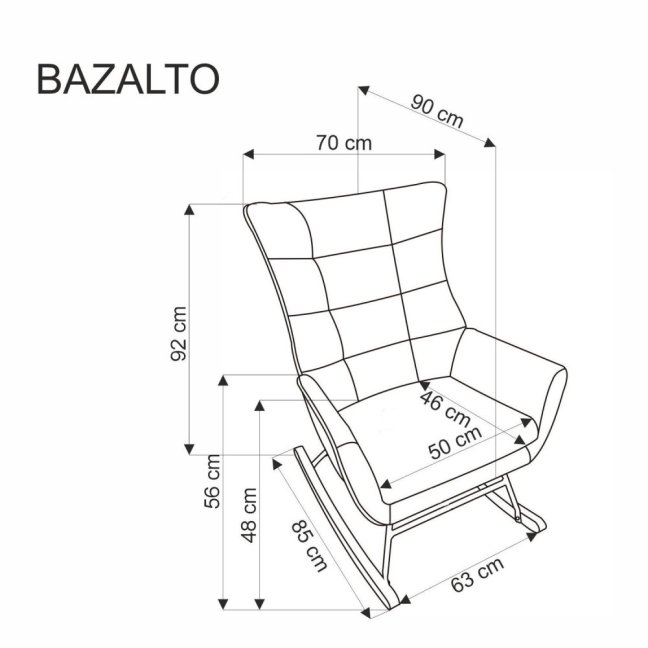 Houpací křeslo BAZALTO — kov, látka, černá