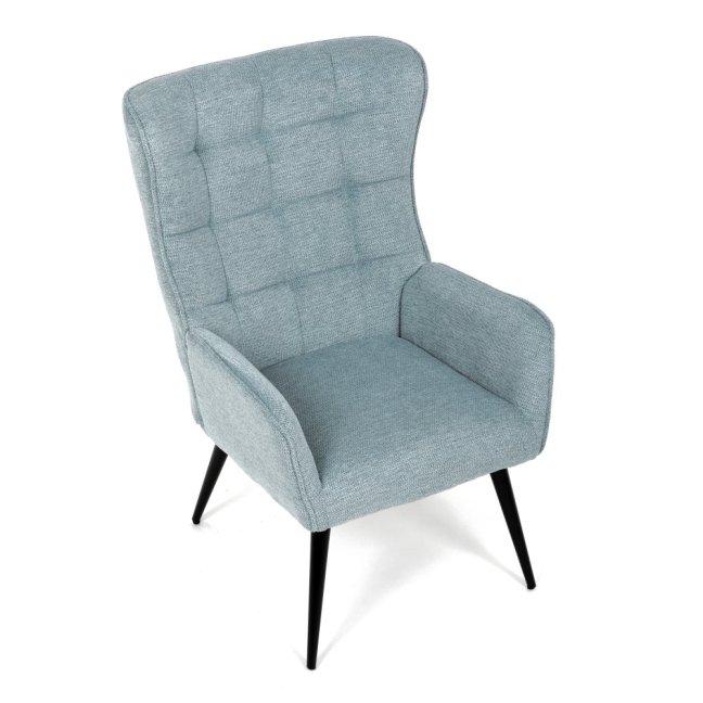 Relaxační křeslo ušák LOYD — látka, černá / mentolová