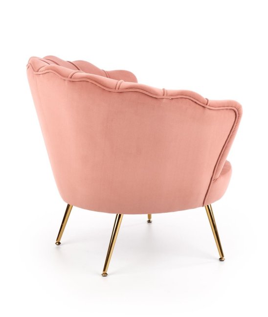 Designové křeslo AMORINITO — kov, látka, zlatá / růžová
