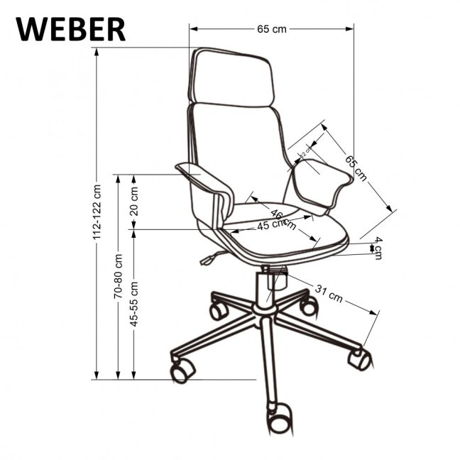 Kancelářské otočné křeslo WEBER — ekokůže, ořech / černá