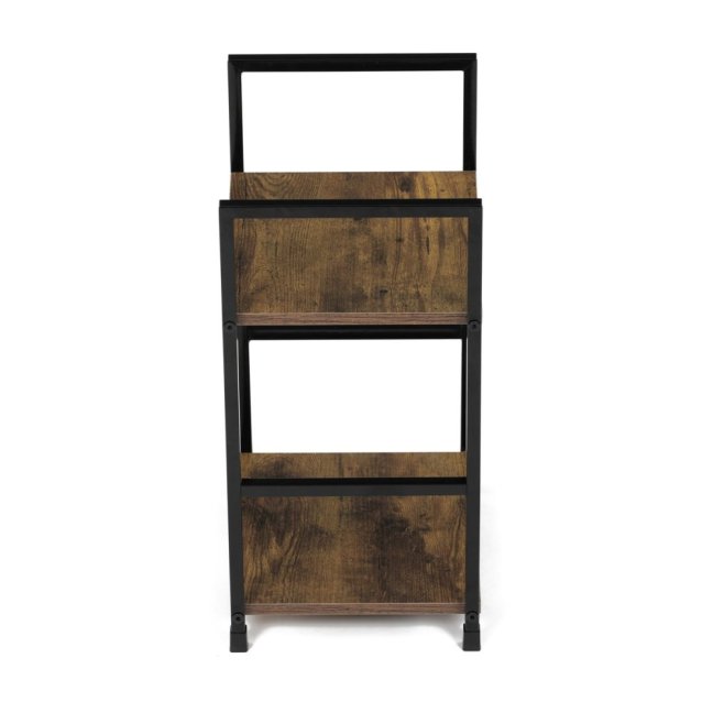 Regál TIREK — kov, MDF, černá / dekor starého dřeva