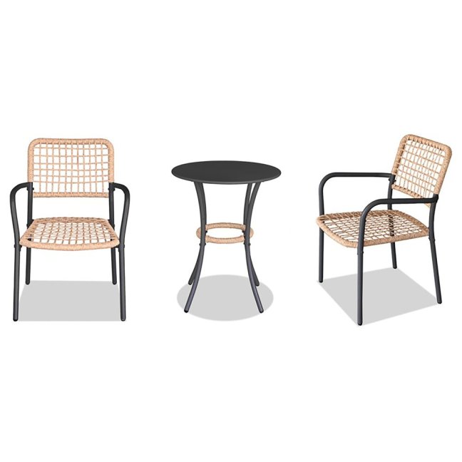 Zahradní set BONTAS 1 + 2 — kov, umělý ratan, antracit / přírodní
