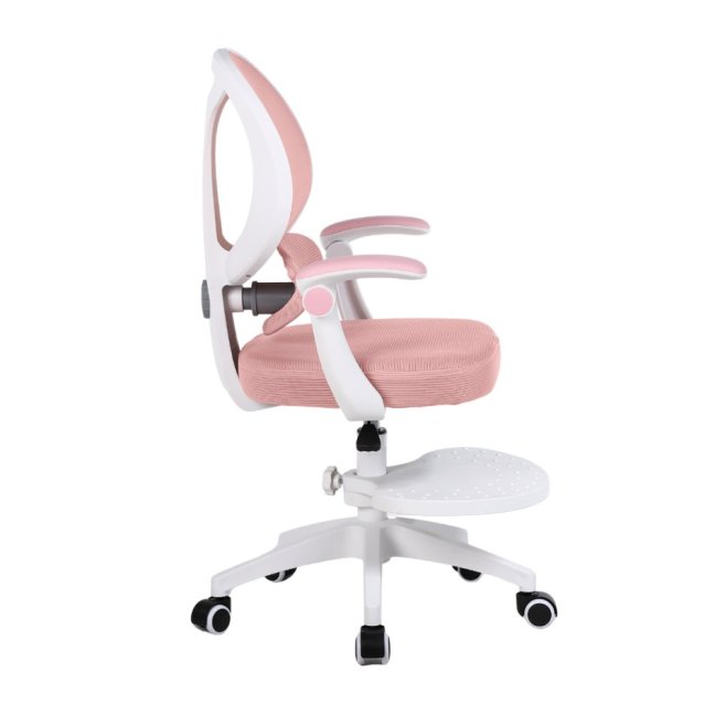 Dětská otočná židle Neoseat JUNI 009 s podnoží — látka, růžová