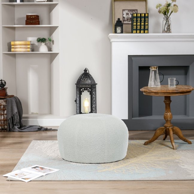 Taburet VALENTIN — látka, bílá