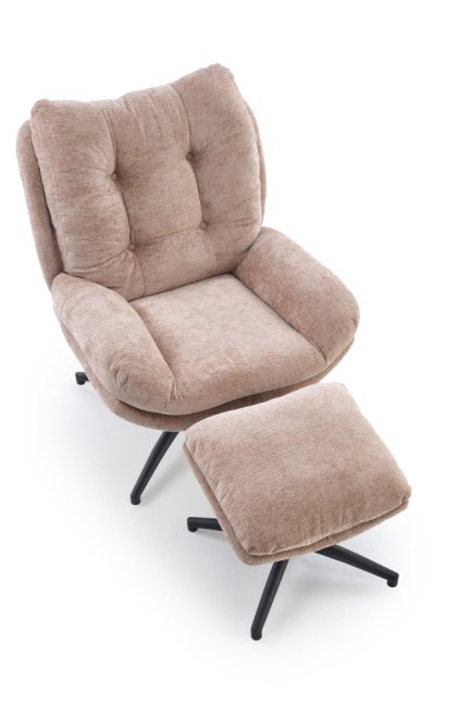 Otočné TV křeslo PESTO s houpáním — kov, látka, béžová
