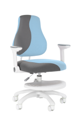 Dětská rostoucí židle Neoseat KINDER WHITE PLUS — látka, šedá / světle modrá