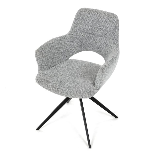 Jídelní otočné křeslo AMOS — kov, látka, šedá