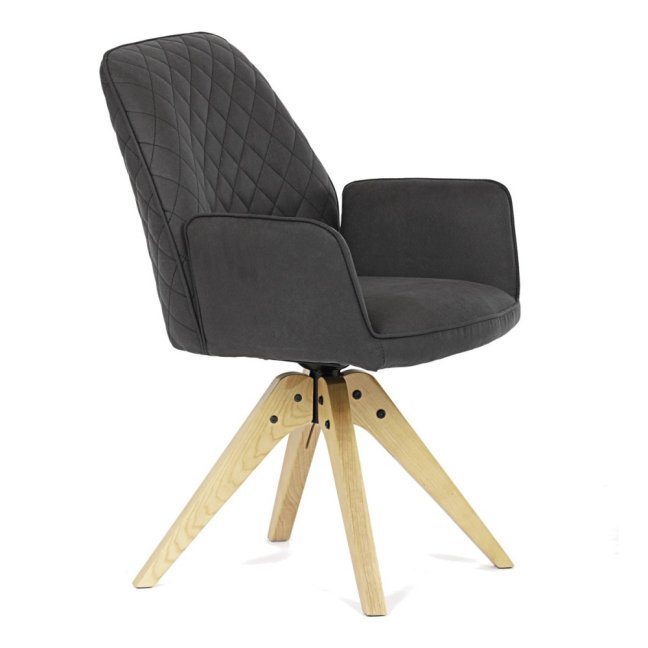 Jídelní otočné křeslo FURY — masiv, látka, černá